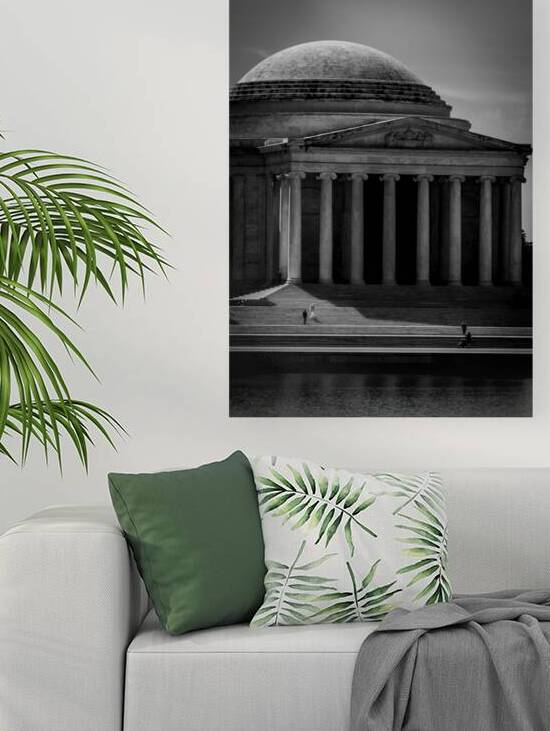 jefferson memorial tidal basin  vertical 2314 Thi by Black And White