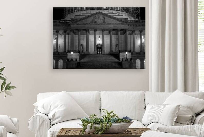 east side us capitol building at night  horizonta by Black And White