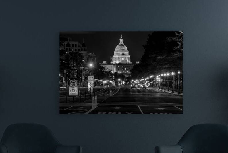 united states capitol building at night  horizont by Black And White
