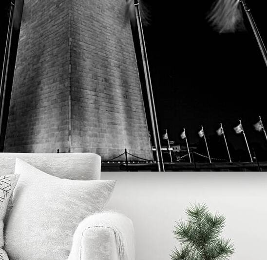 washington monument us flags  square 2515 Banner by Black And White
