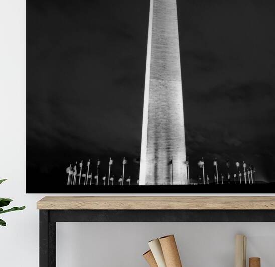washington monument at night  square 404 Monument by Black And White