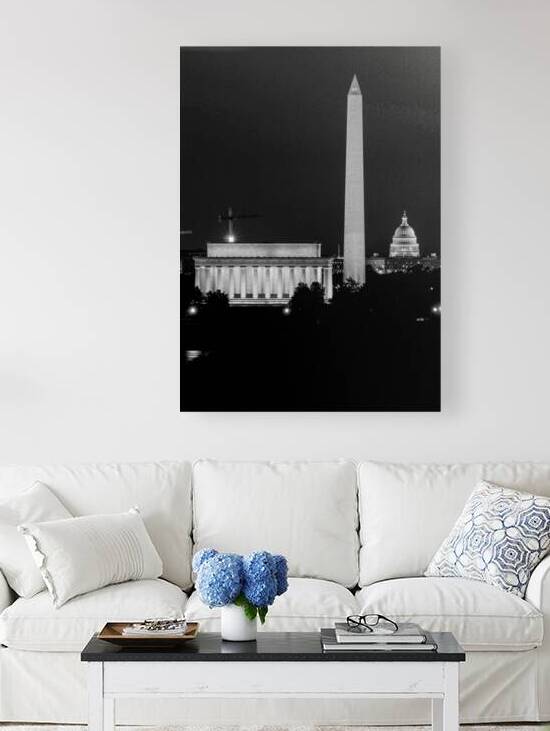 washington dc skyline at night  vertical 2516 Col by Black And White