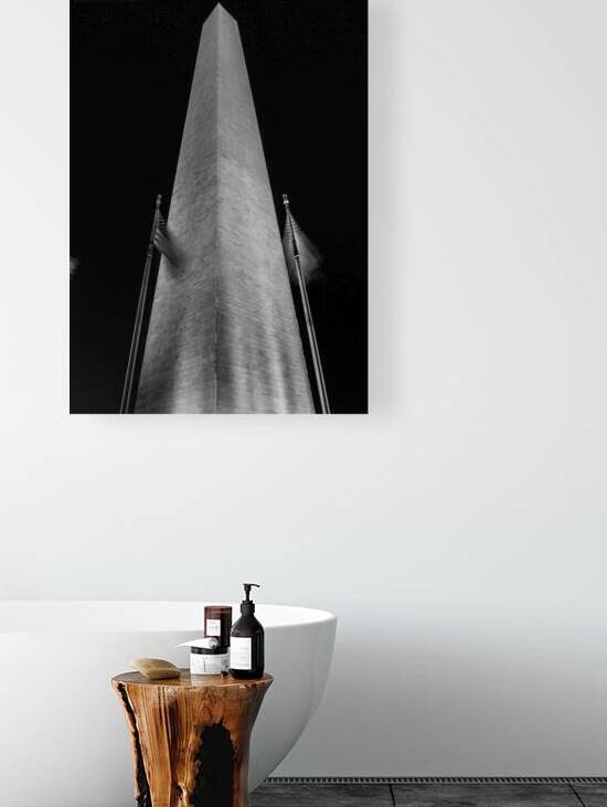 washington monument us flags  vertical 2515 Banne by Black And White