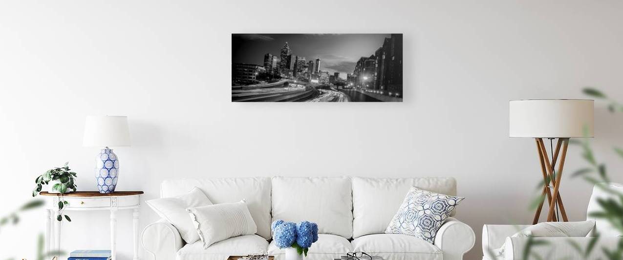 downtown atlanta skyline  panoramic 694 Tech 13k. by Black And White