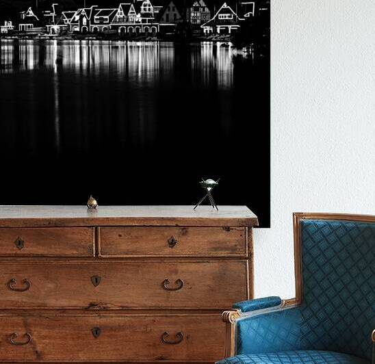 boathouse row at night  square 981 Boat 13k by Black And White