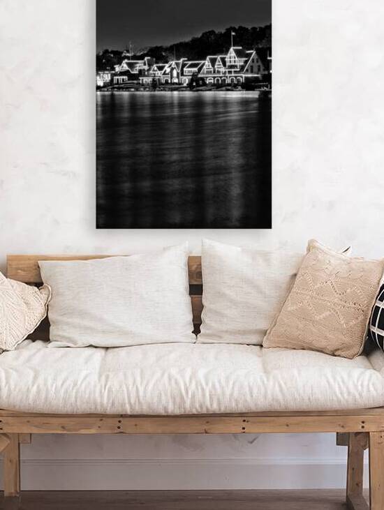 boathouse row on schuylkill river at night  verti by Black And White