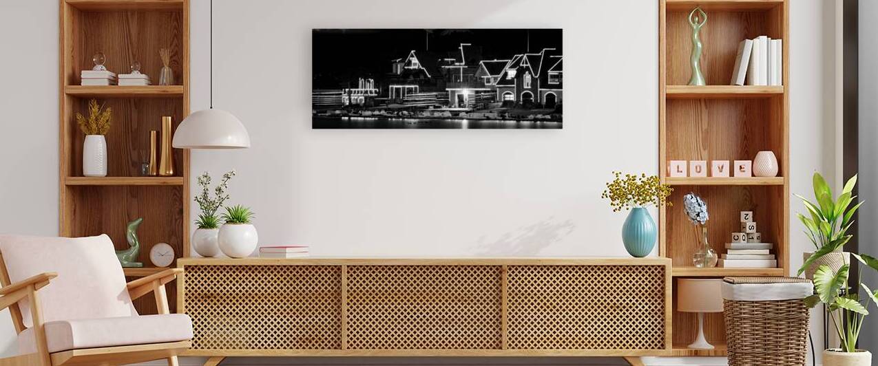 boathouse row at night  panoramic 998 Row 13k by Black And White