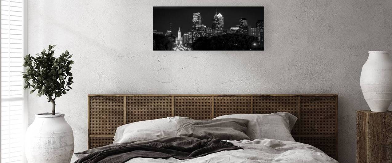 downtown philadelphia skyline  panoramic 461 Eaki by Black And White