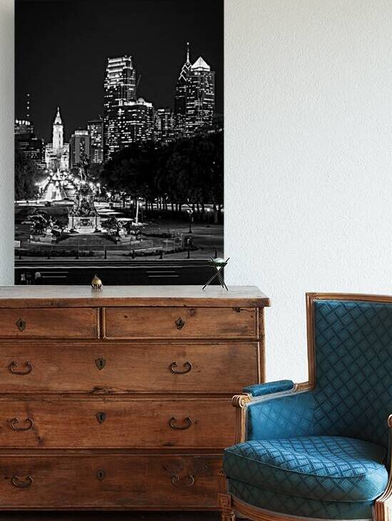 downtown philadelphia skyline  vertical 461 Eakin by Black And White