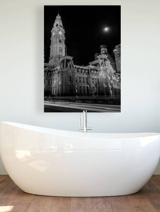 philadelphia city hall at night JFK plaza  vertic by Black And White