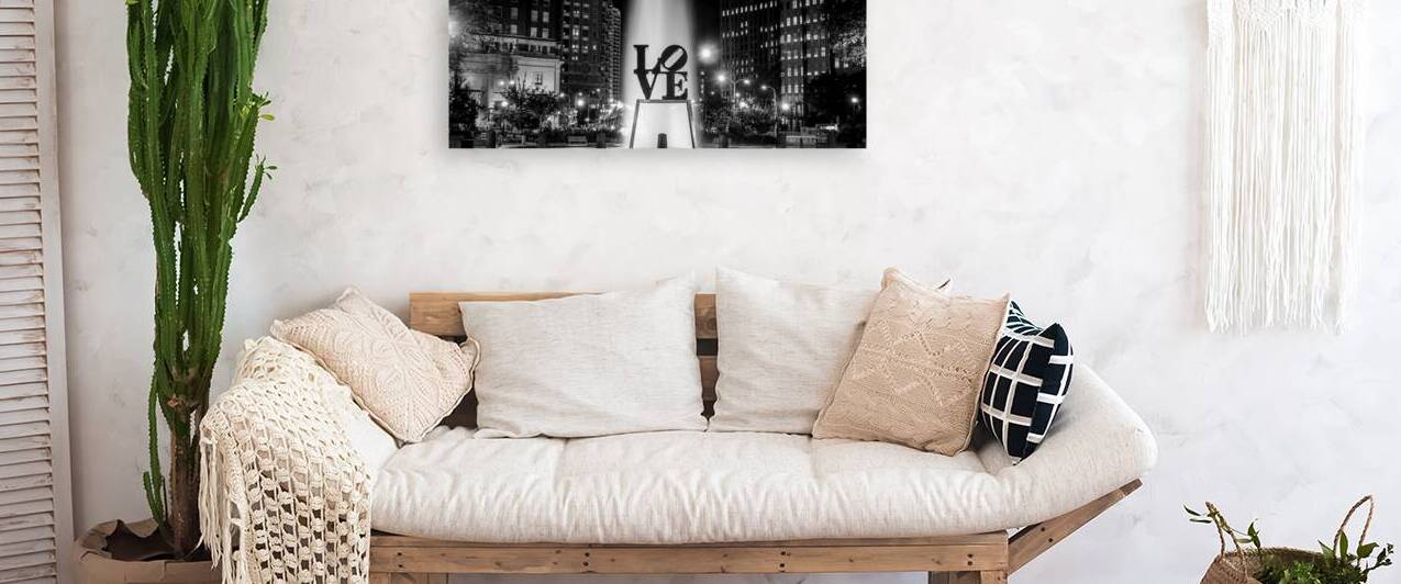 love sculpture at night  panoramic 469 Love 13k.j by Black And White