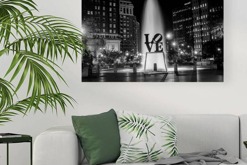 love sculpture at night  horizontal 469 Love 13k. by Black And White