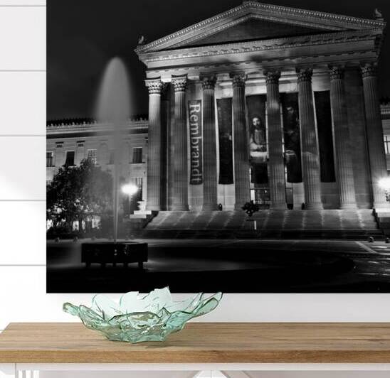 philadelphia art museum at night  square 997 Remb by Black And White