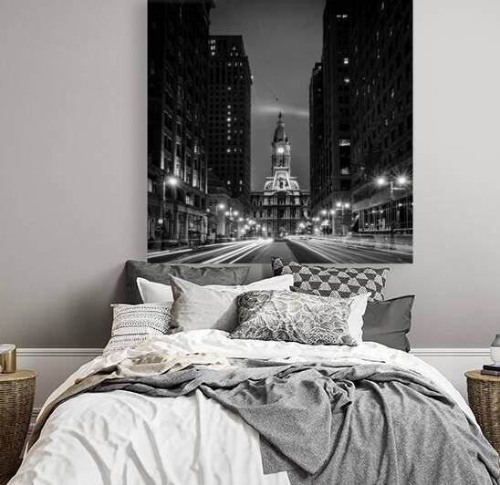 philadelphia city hall from broad street  square by Black And White