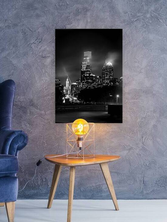 philadelphia skyline from art museum at night  ve by Black And White
