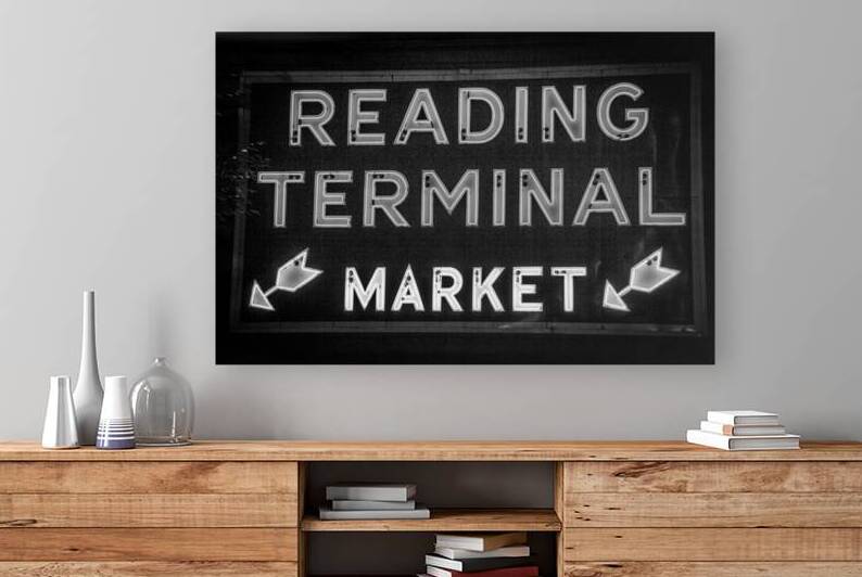 reading terminal market at night  horizontal 2250 by Black And White