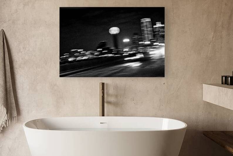 blurry downtown dallas houston viaduct  horizonta by Black And White