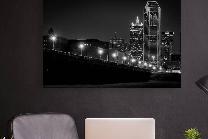 commerce street dallas texas at night  horizontal by Black And White