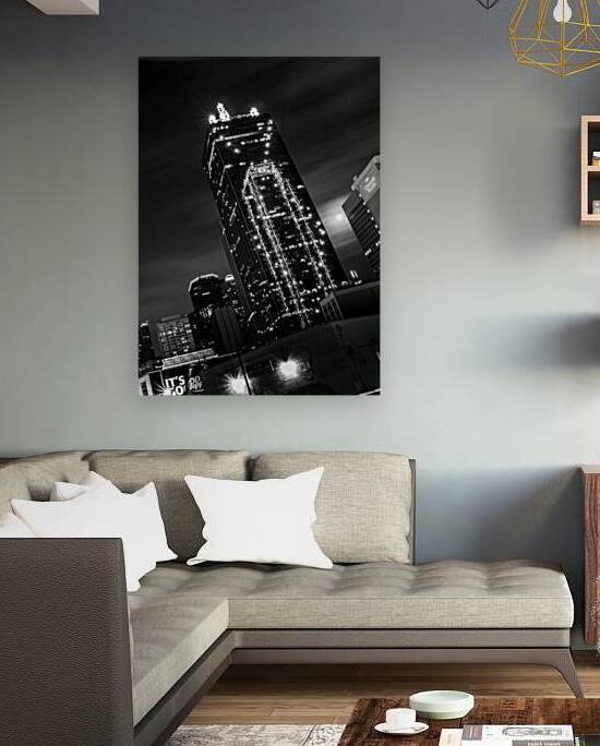 downtown dallas full moon  vertical 2121 Pepper 1 by Black And White