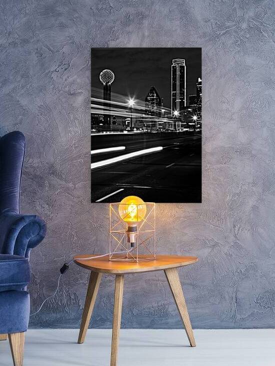 dallas skyline at night  vertical 2116 Bus 13k.jp by Black And White