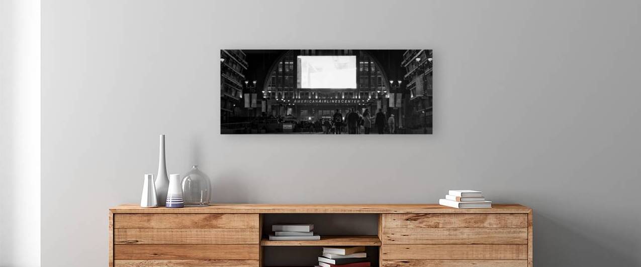 american airlines center at night  panoramic 786 by Black And White