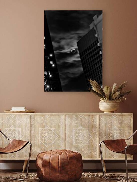 moonrise over downtown dallas texas  vertical 797 by Black And White