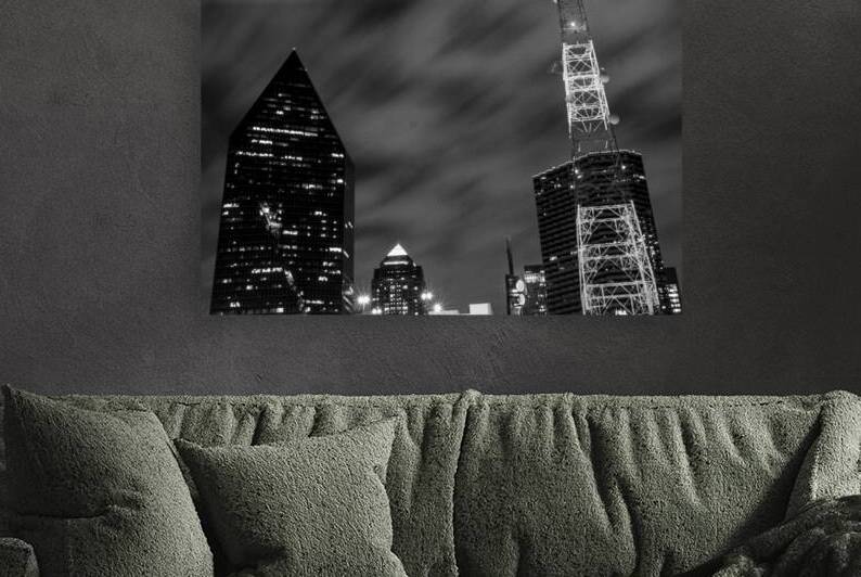 kdfw tower downtown dallas at night  horizontal 7 by Black And White