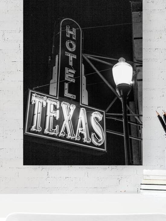 hotel texas sign at night  vertical 809 Hotel 13k by Black And White