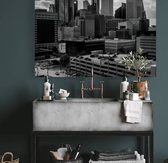 downtown houston cityscape  square 3280 Public 13 by Black And White