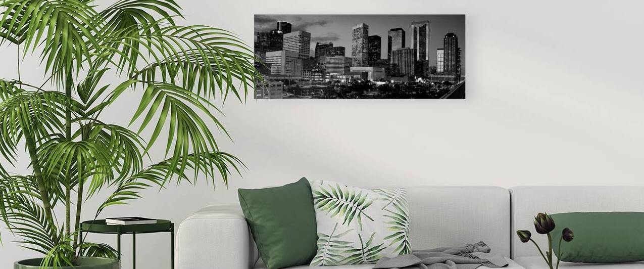 downtown houston tx skyline  panoramic 3271 Amex by Black And White