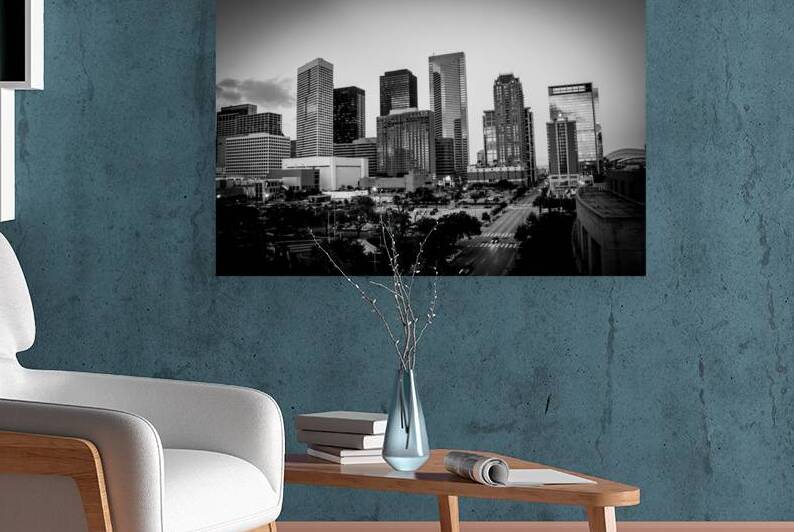 houston texas skyline  horizontal 3277 Leeland 13 by Black And White