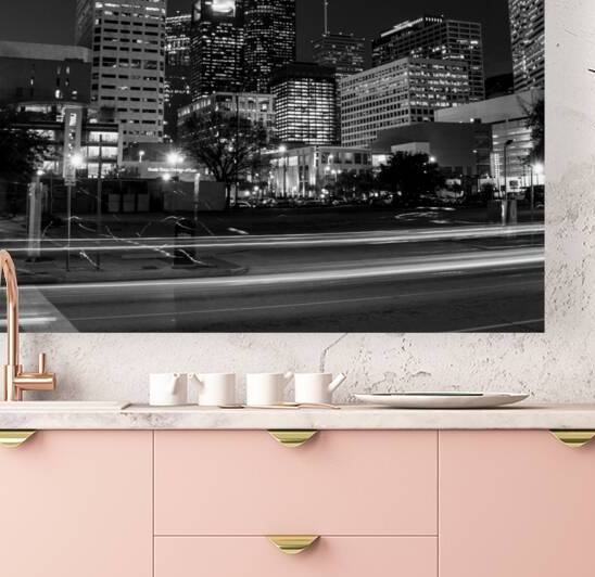 houston skyline at night  square 922 Clay 13k by Black And White