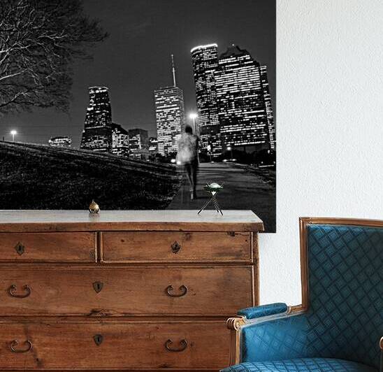 houston cityscape buffalo bayou  square 941 Runne by Black And White