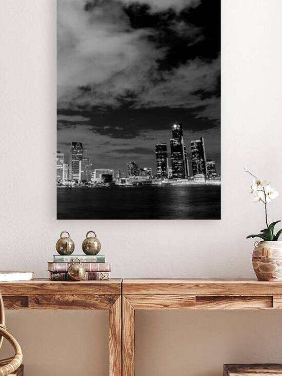detroit skyline from windsor ontario  vertical 53 by Black And White