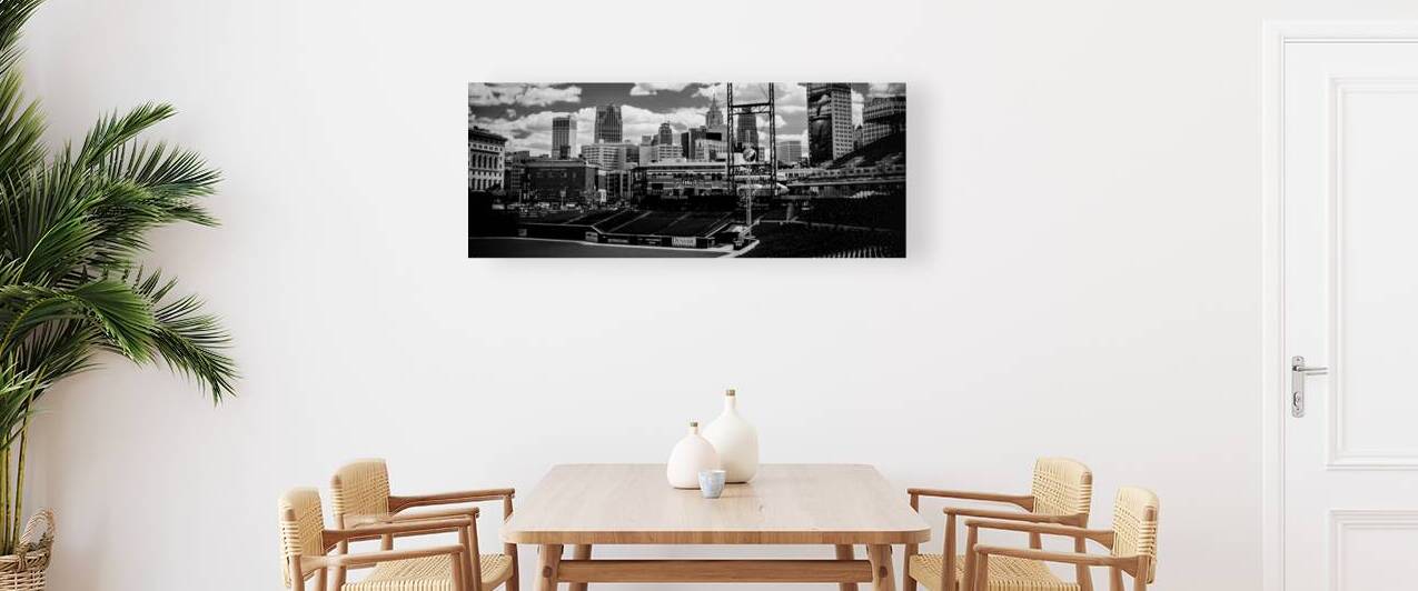 comerica park detroit skyline  panoramic 557 Jung by Black And White