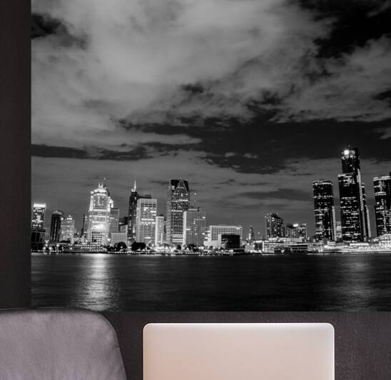 detroit skyline from windsor ontario  square 539 by Black And White