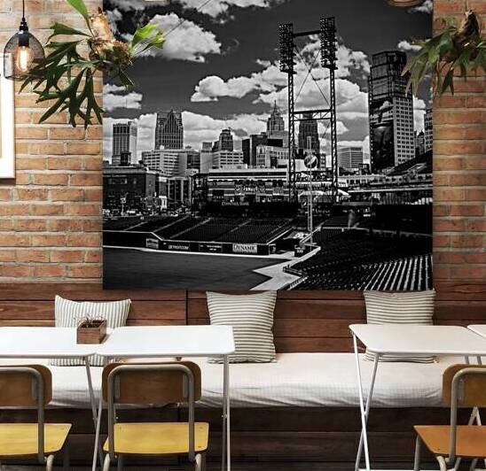 comerica park detroit skyline  square 557 Jungle by Black And White