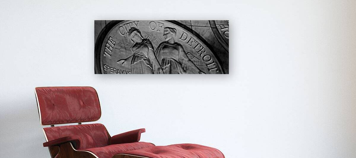 city of detroit seal at night  panoramic 3088 Cit by Black And White