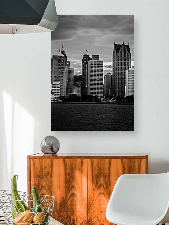 detroit skyline from windsor  vertical 3036 Princ by Black And White