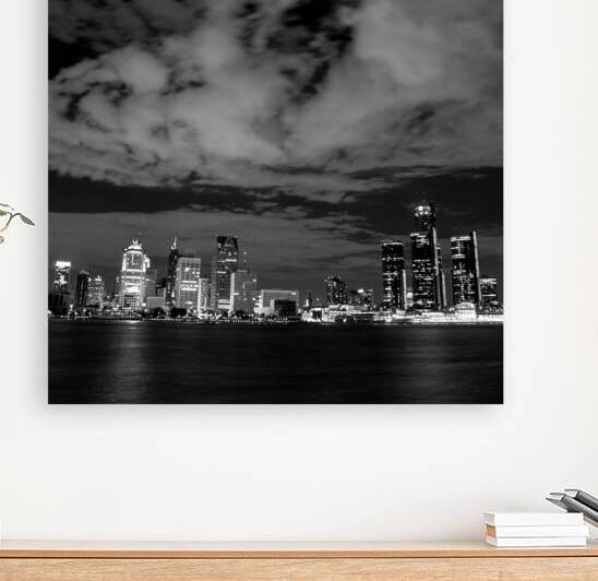 detroit skyline at night  square 559 Motown 13k.j by Black And White