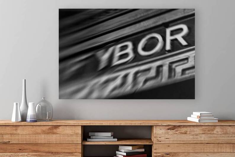 blurry ybor city sign  horizontal 2996 Roby 13k.j by Black And White