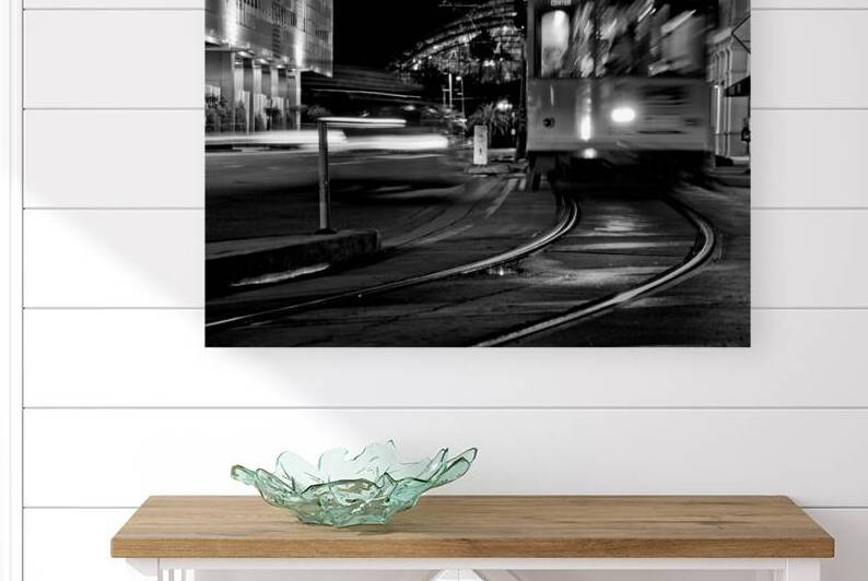 taxi and street car channelside  horizontal 1107 by Black And White