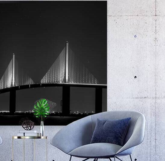 sunshine skyway bridge at night  square 3012 Pine by Black And White