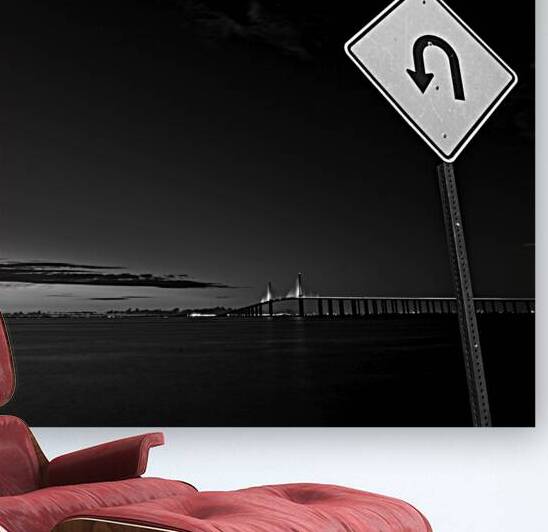 sunshine skyway fishing pier u turn  square 1149 by Black And White