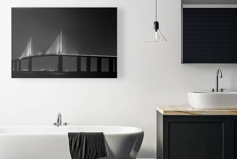 sunshine skyway bridge at night  horizontal 3012 by Black And White