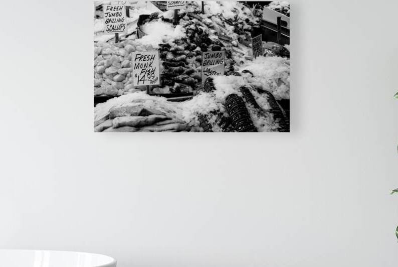 fresh fish at seattle public market  horizontal 2 by Black And White