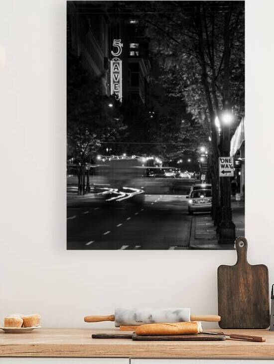 5th ave traffic at night  vertical 2683 Fifth 13k by Black And White