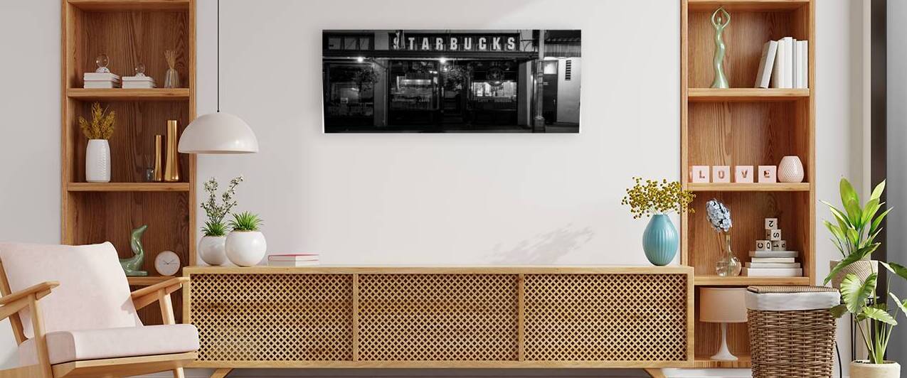 original starbucks at pike place market  panorami by Black And White