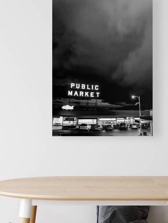 seattle public market sign  vertical 293 Beechers by Black And White
