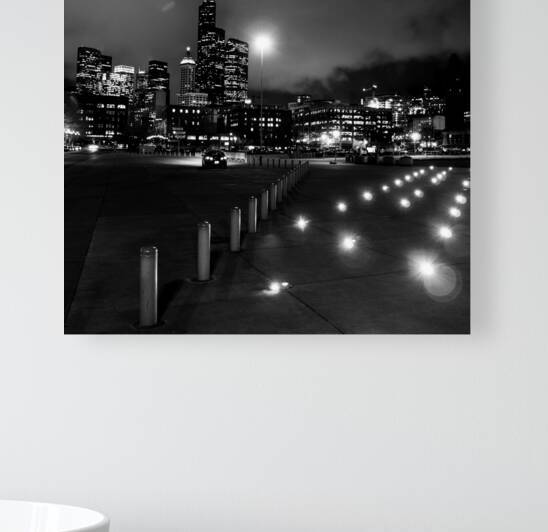 seattle skyline qwest parking lot  square 305 Qwe by Black And White